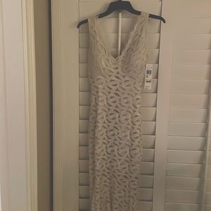 Ivory Lace Sparkle Backless Evening Gown Ribbon Tie Prom Dress by Jump Juniors